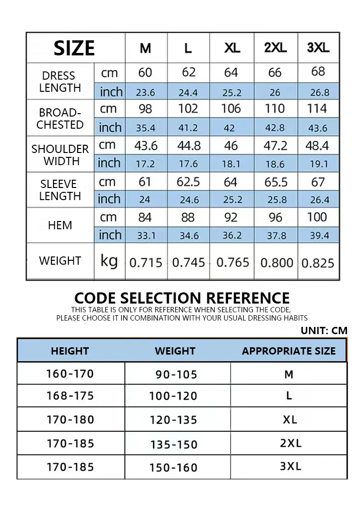 Denim Jacket Size Chart