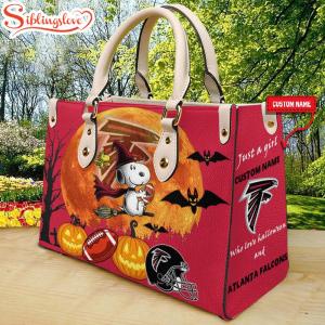 Custom Name Atlanta Falcons Nfl Snoopy Halloween Women Leather Hand Bag7931.jpg