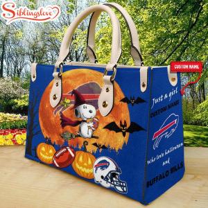 Custom Name Buffalo Bills Nfl Snoopy Halloween Women Leather Hand Bag0557.jpg