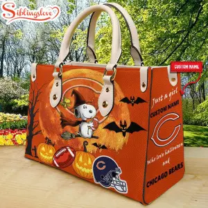 Custom Name Chicago Bears Nfl Snoopy Halloween Women Leather Hand Bag1697.jpg