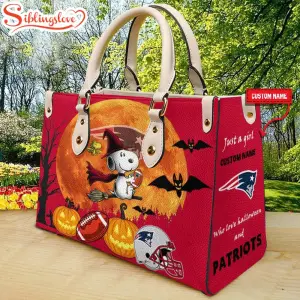 Custom Name New England Patriots Nfl Snoopy Halloween Women Leather Hand Bag6257.jpg