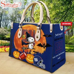 Custom Name New York Giants Nfl Snoopy Halloween Women Leather Hand Bag1867.jpg