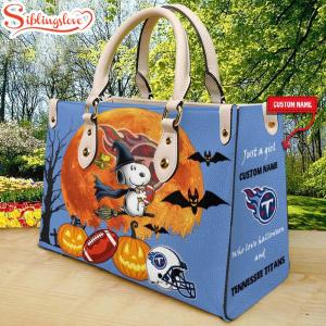 Custom Name Tennessee Titans Nfl Snoopy Halloween Women Leather Hand Bag6645.jpg