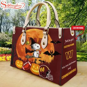 Custom Name Washington Commanders Nfl Snoopy Halloween Women Leather Hand Bag9037.jpg