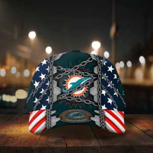 Miami Dolphins Stars Stripes Chain Printed Baseball Classic Cap Men Hat 3.png