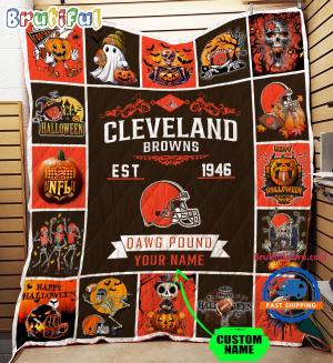 Nfl Cleveland Browns Football Team Special Skeleton Pumpkin Halloween Blanket1321.jpg