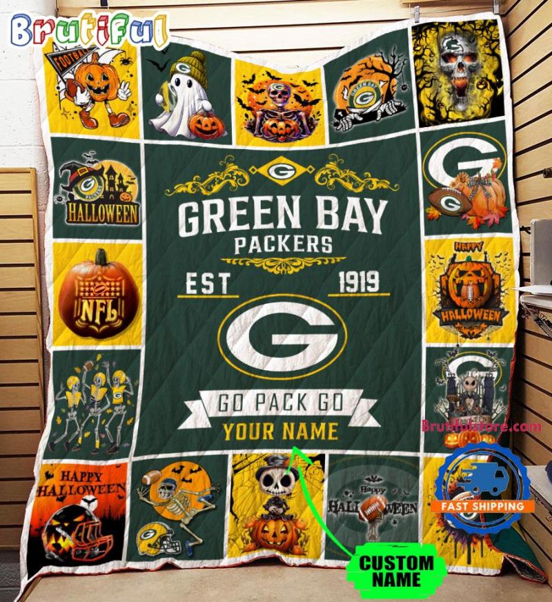 Nfl Green Bay Packers Football Team Special Skeleton Pumpkin Halloween Blanket9697.jpg