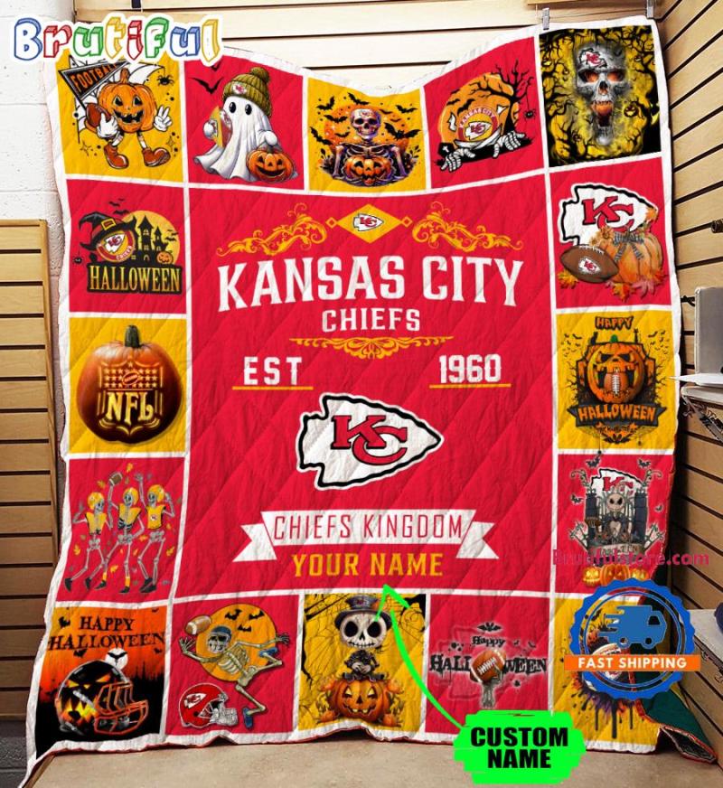 Nfl Kansas City Chiefs Football Team Special Skeleton Pumpkin Halloween Blanket4662.jpg