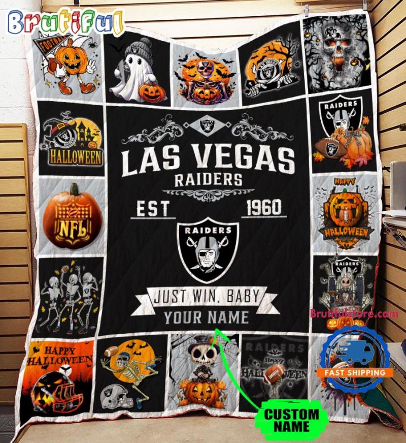 Nfl Las Vegas Raiders Football Team Special Skeleton Pumpkin Halloween Blanket3779.jpg