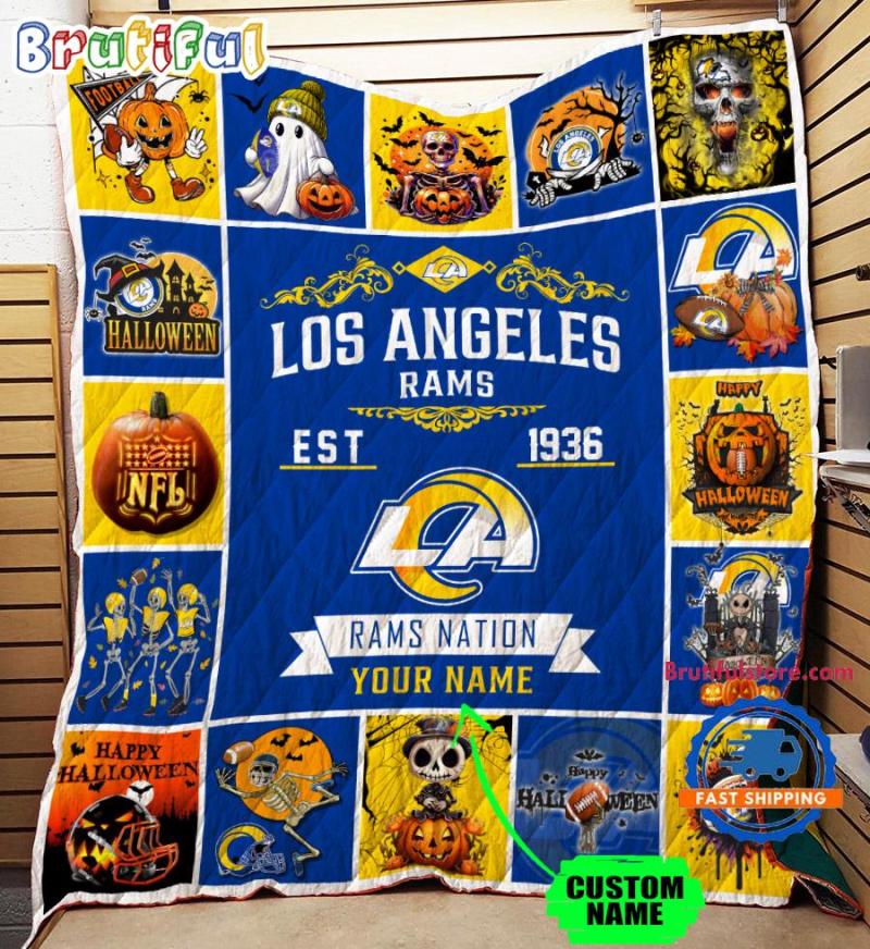 Nfl Los Angeles Rams Football Team Special Skeleton Pumpkin Halloween Blanket4927.jpg