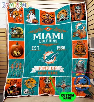 Nfl Miami Dolphins Football Team Special Skeleton Pumpkin Halloween Blanket4727.jpg