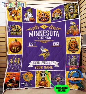 Nfl Minnesota Vikings Football Team Special Skeleton Pumpkin Halloween Blanket4221.jpg