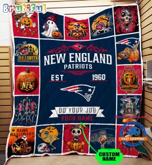 Nfl New England Patriots Football Team Special Skeleton Pumpkin Halloween Blanket0138.jpg