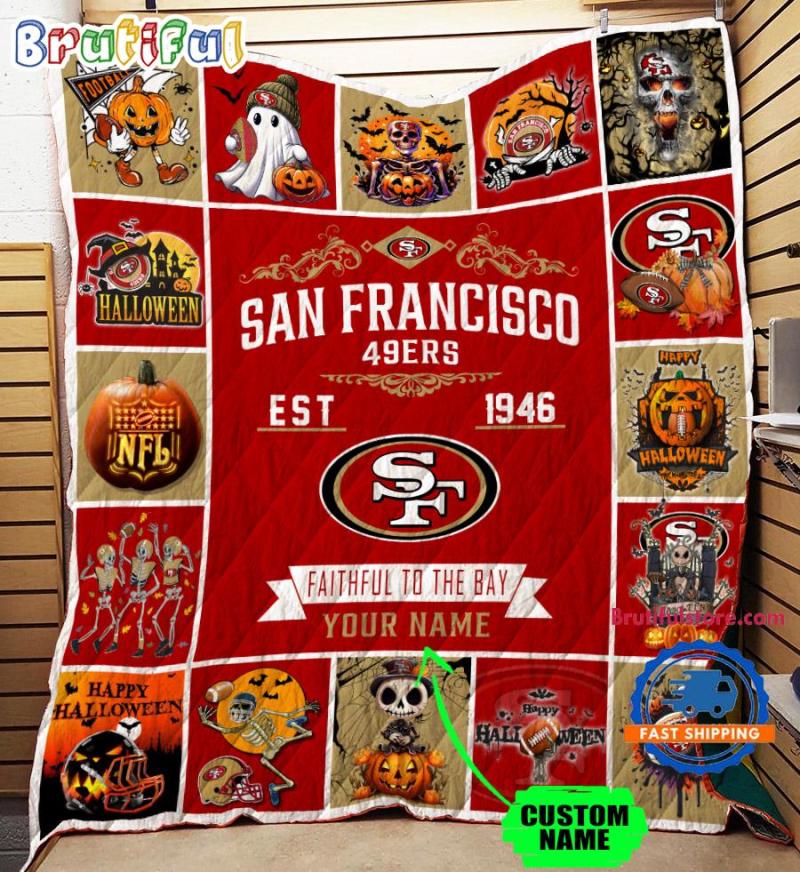 Nfl San Francisco 49ers Football Team Special Skeleton Pumpkin Halloween Blanket4990.jpg