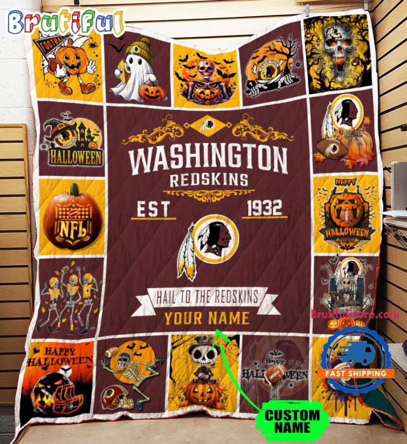 Nfl Washington Redskins Football Team Special Skeleton Pumpkin Halloween Blanket3775.jpg