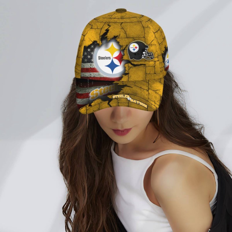 Pittsburgh Steelers American Flag Metal Printed Baseball Classic Cap Men Hat 3.jpeg