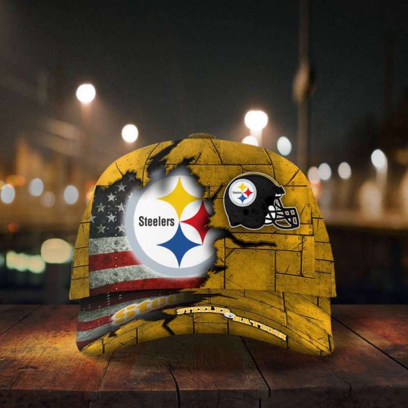 Pittsburgh Steelers American Flag Metal Printed Baseball Classic Cap Men Hat 4.jpeg