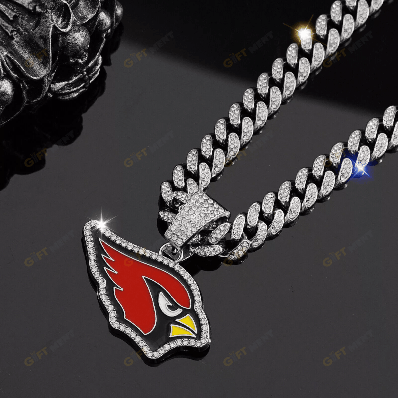 Arizona Cardinals Hip Hop Iced Out Bling Pendant Cuban Chain Fashion Punk Cool Jewelry 2.png