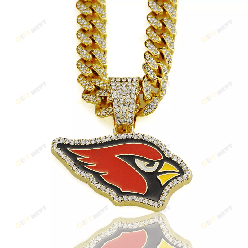 Arizona Cardinals Hip Hop Iced Out Bling Pendant Cuban Chain Fashion Punk Cool Jewelry 5.png