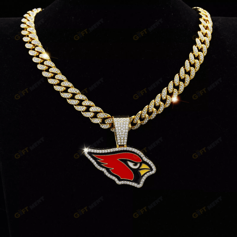 Arizona Cardinals Hip Hop Iced Out Bling Pendant Cuban Chain Fashion Punk Cool Jewelry.png