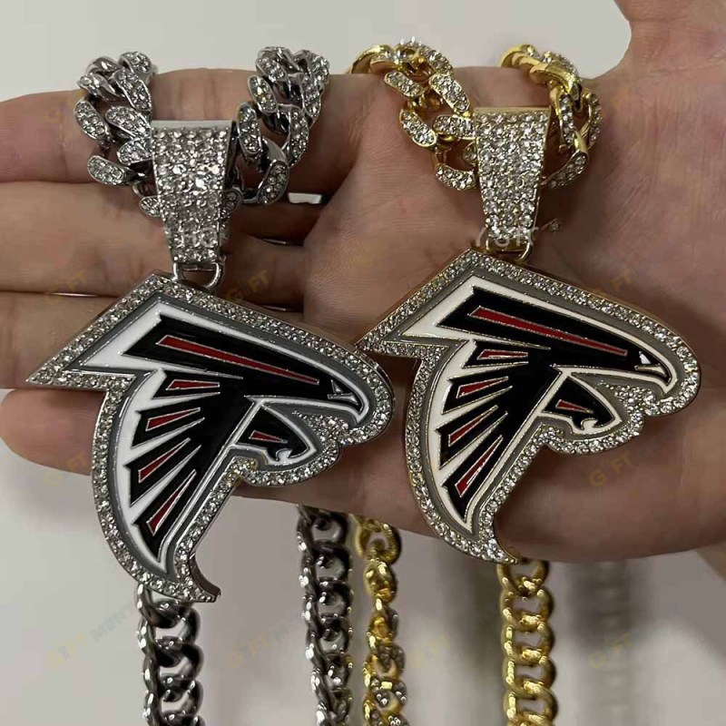 Atlanta Falcons Hip Hop Iced Out Bling Pendant Cuban Chain Fashion Punk Cool Jewelry 2.jpg