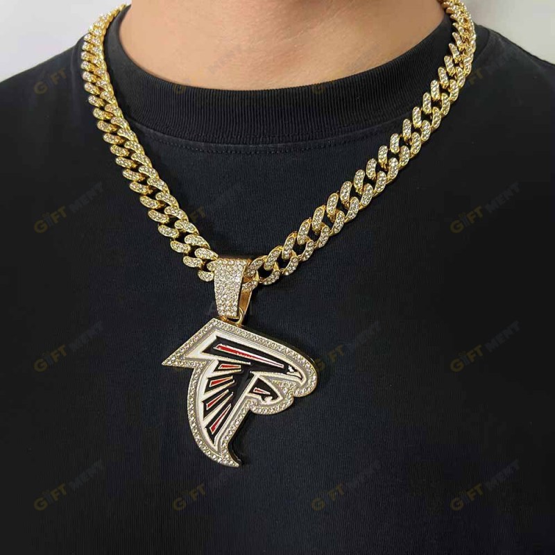 Atlanta Falcons Hip Hop Iced Out Bling Pendant Cuban Chain Fashion Punk Cool Jewelry 3.jpg