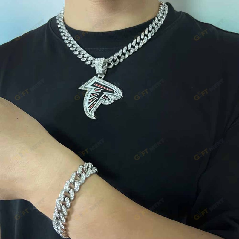 Atlanta Falcons Hip Hop Iced Out Bling Pendant Cuban Chain Fashion Punk Cool Jewelry 5.jpg