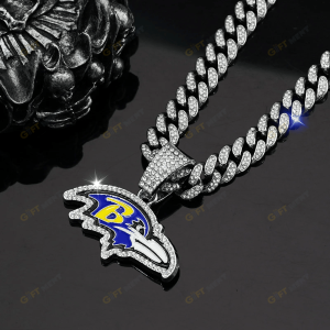 Baltimore Ravens Hip Hop Iced Out Bling Pendant Cuban Chain Fashion Punk Cool Jewelry 1.png