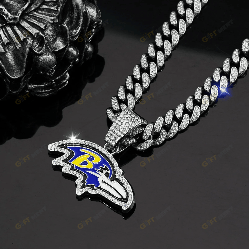 Baltimore Ravens Hip Hop Iced Out Bling Pendant Cuban Chain Fashion Punk Cool Jewelry 1.png