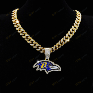 Baltimore Ravens Hip Hop Iced Out Bling Pendant Cuban Chain Fashion Punk Cool Jewelry.png
