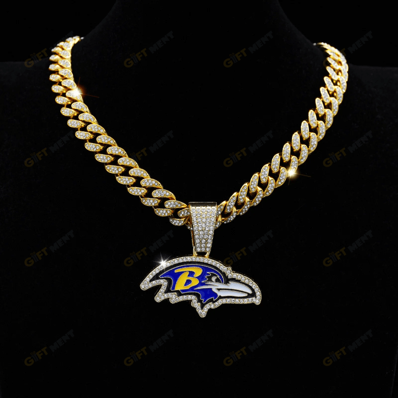 Baltimore Ravens Hip Hop Iced Out Bling Pendant Cuban Chain Fashion Punk Cool Jewelry.png