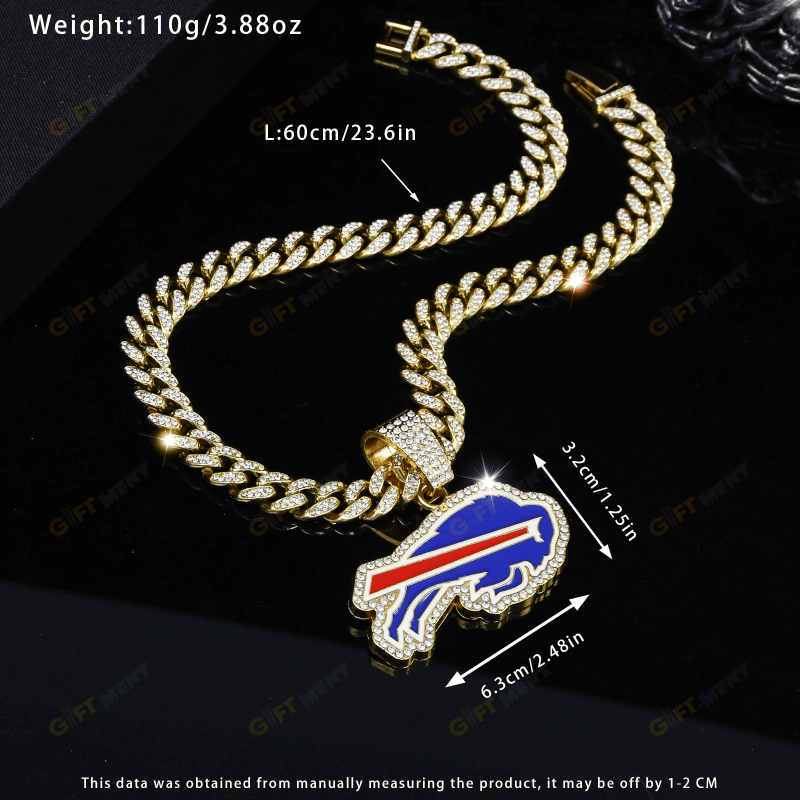 Buffalo Bills Hip Hop Iced Out Bling Pendant Cuban Chain Fashion Punk Cool Jewelry 5.png