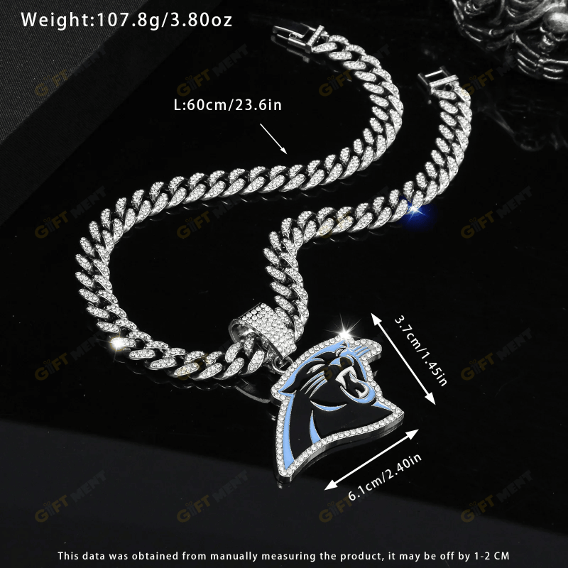 Carolina Panthers Hip Hop Iced Out Bling Pendant Cuban Chain Fashion Punk Cool Jewelry 5.png
