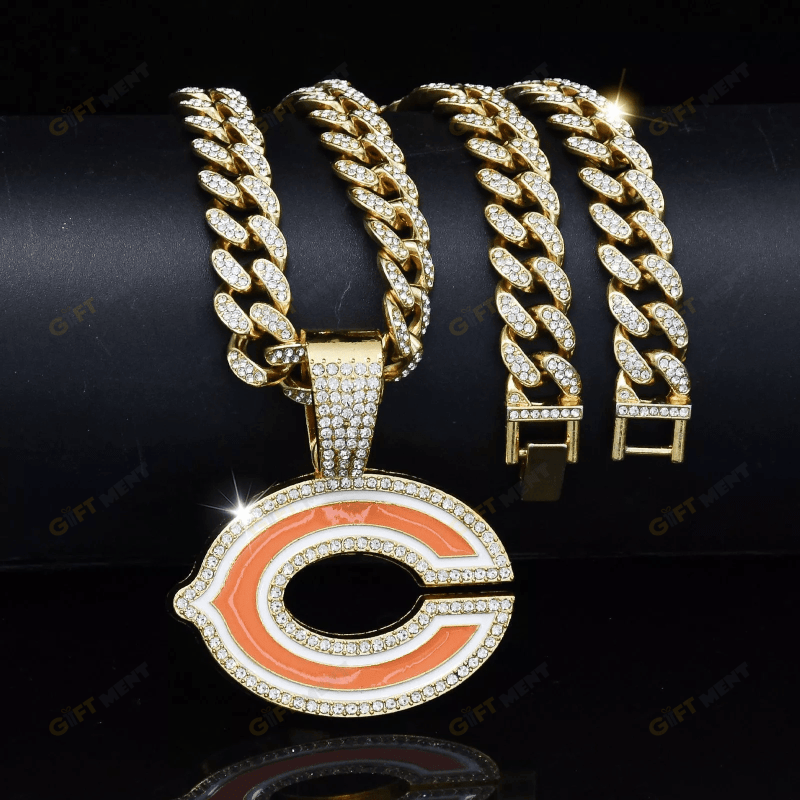 Chicago Bears Hip Hop Iced Out Bling Pendant Cuban Chain Fashion Punk Cool Jewelry 1.png