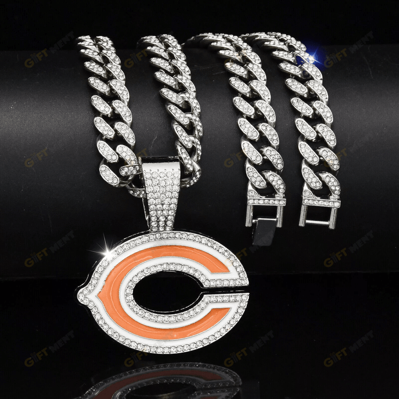 Chicago Bears Hip Hop Iced Out Bling Pendant Cuban Chain Fashion Punk Cool Jewelry 6.png