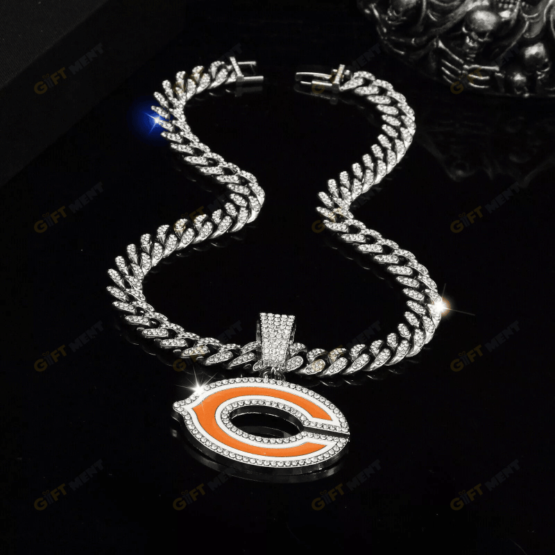 Chicago Bears Hip Hop Iced Out Bling Pendant Cuban Chain Fashion Punk Cool Jewelry 7.png