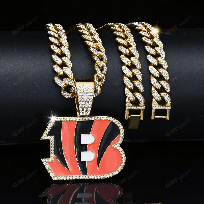 Cincinnati Bengals Hip Hop Iced Out Bling Pendant Cuban Chain Fashion Punk Cool Jewelry 1.png