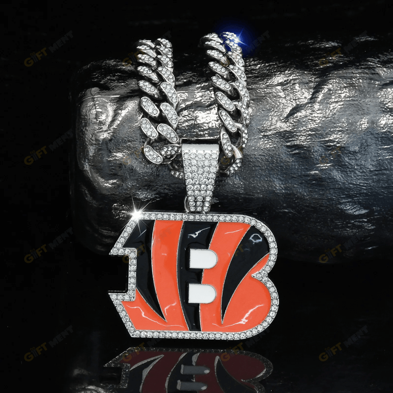 Cincinnati Bengals Hip Hop Iced Out Bling Pendant Cuban Chain Fashion Punk Cool Jewelry 2.png