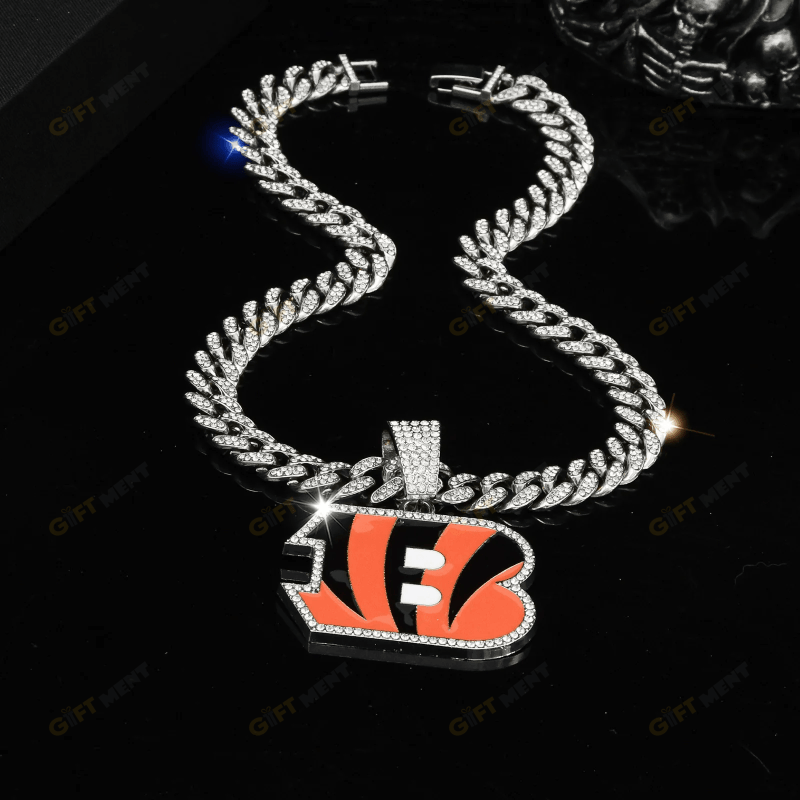 Cincinnati Bengals Hip Hop Iced Out Bling Pendant Cuban Chain Fashion Punk Cool Jewelry 3.png