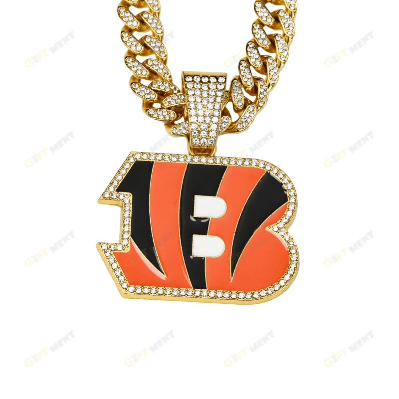 Cincinnati Bengals Hip Hop Iced Out Bling Pendant Cuban Chain Fashion Punk Cool Jewelry 4.png