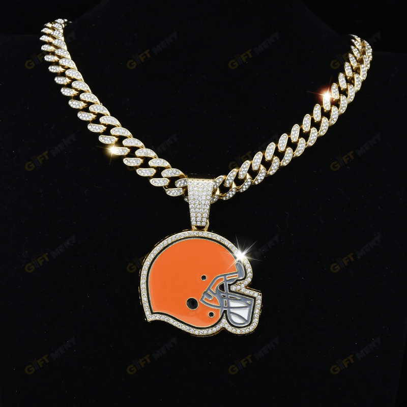 Cleveland Browns Hip Hop Iced Out Bling Pendant Cuban Chain Fashion Punk Cool Jewelry 2.png