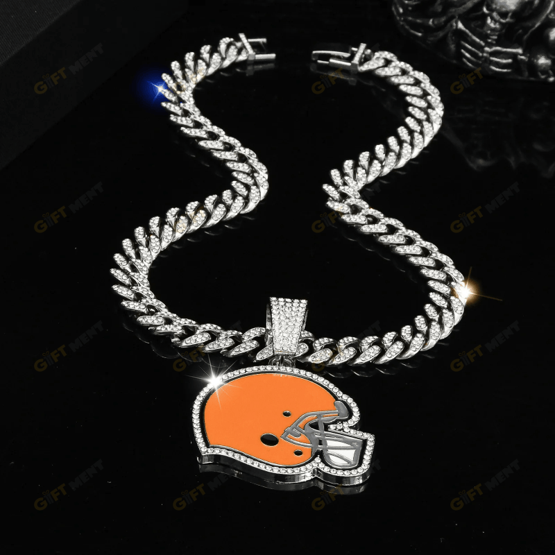 Cleveland Browns Hip Hop Iced Out Bling Pendant Cuban Chain Fashion Punk Cool Jewelry 3.png