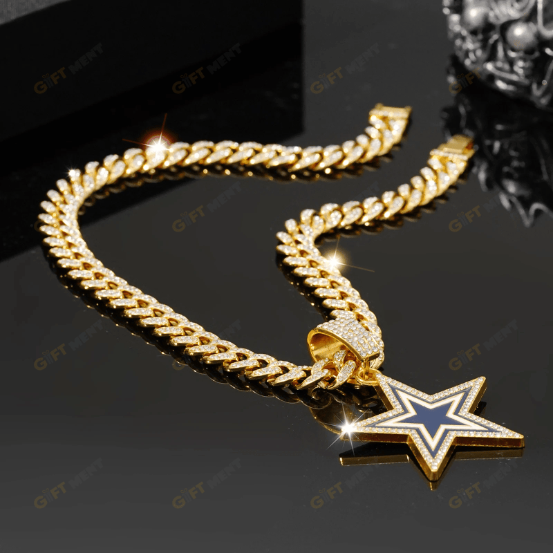 Dallas Cowboys Hip Hop Iced Out Bling Pendant Cuban Chain Fashion Punk Cool Jewelry 2.png