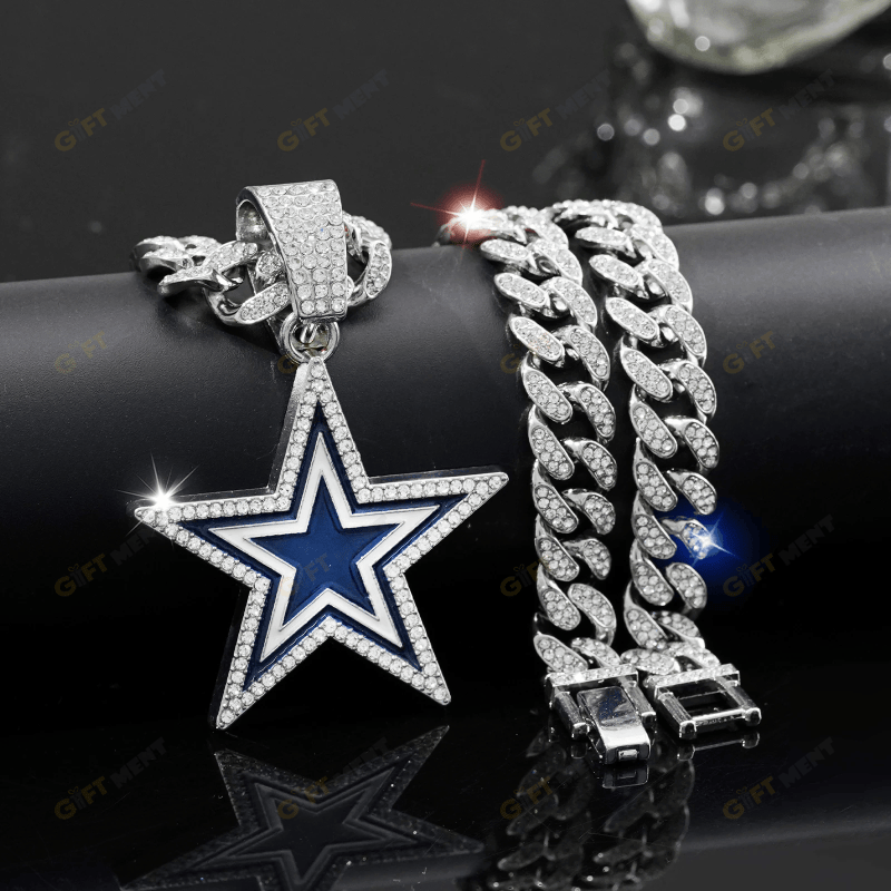 Dallas Cowboys Hip Hop Iced Out Bling Pendant Cuban Chain Fashion Punk Cool Jewelry 3.png