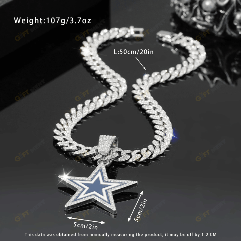 Dallas Cowboys Hip Hop Iced Out Bling Pendant Cuban Chain Fashion Punk Cool Jewelry 5.png