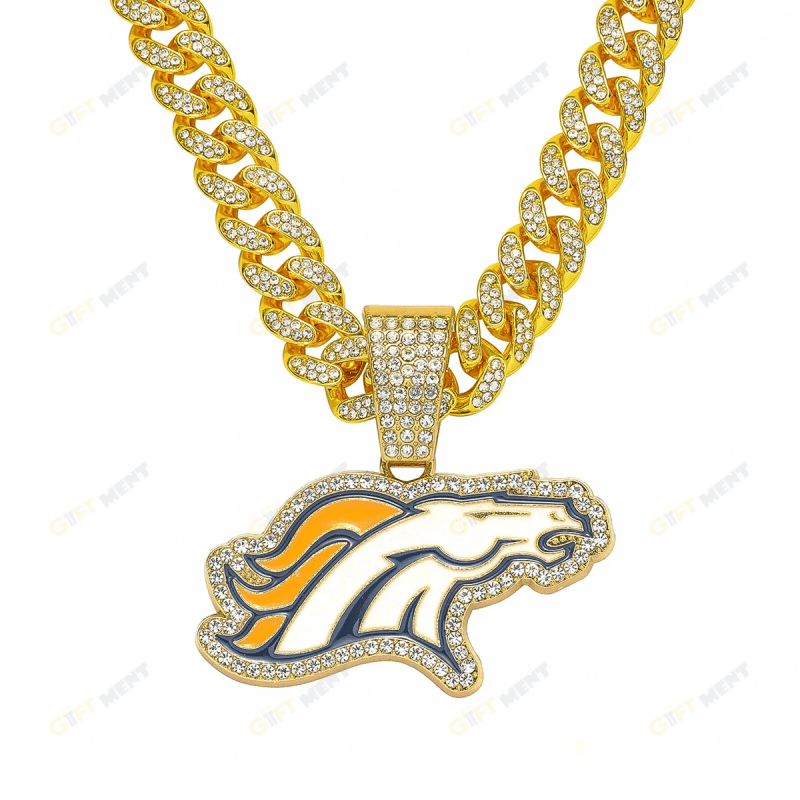 Denver Broncos Hip Hop Iced Out Bling Pendant Cuban Chain Fashion Punk Cool Jewelry 2.png