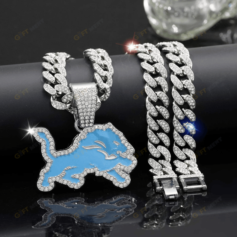Detroit Lions Hip Hop Iced Out Bling Pendant Cuban Chain Fashion Punk Cool Jewelry 1.png