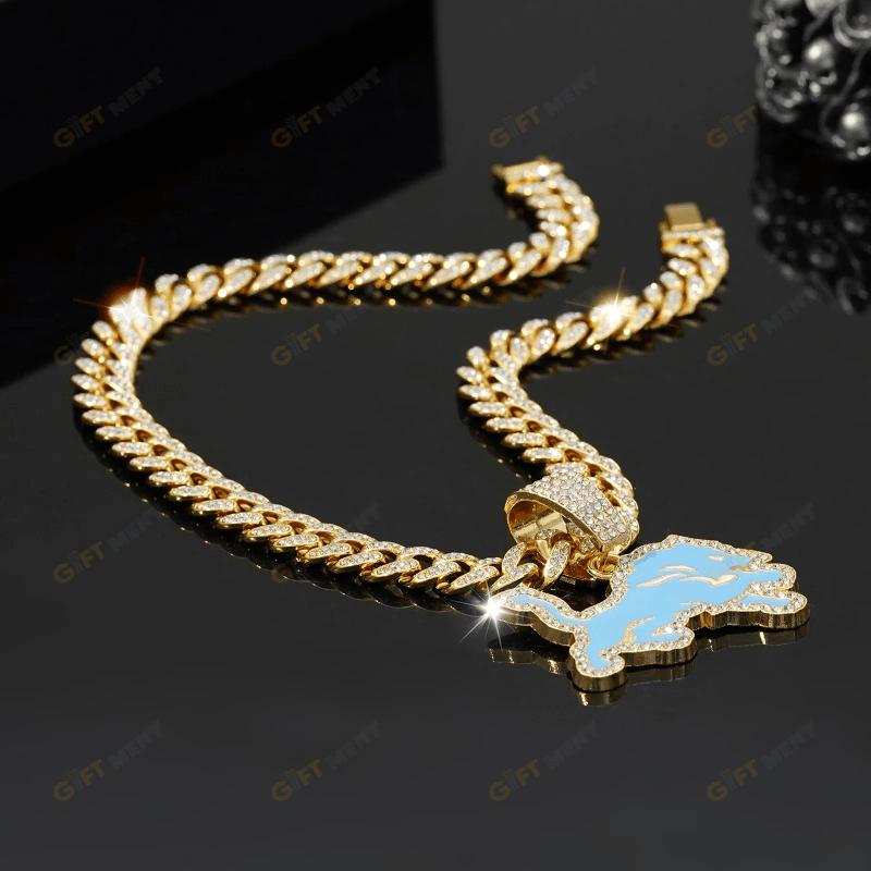 Detroit Lions Hip Hop Iced Out Bling Pendant Cuban Chain Fashion Punk Cool Jewelry 2.png