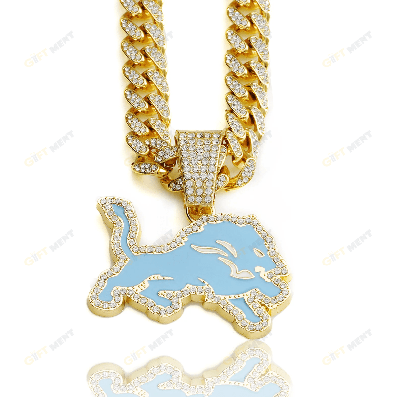 Detroit Lions Hip Hop Iced Out Bling Pendant Cuban Chain Fashion Punk Cool Jewelry 3.png