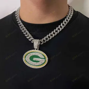 Green Bay Packers Hip Hop Iced Out Bling Pendant Cuban Chain Fashion Punk Cool Jewelry 1.jpg